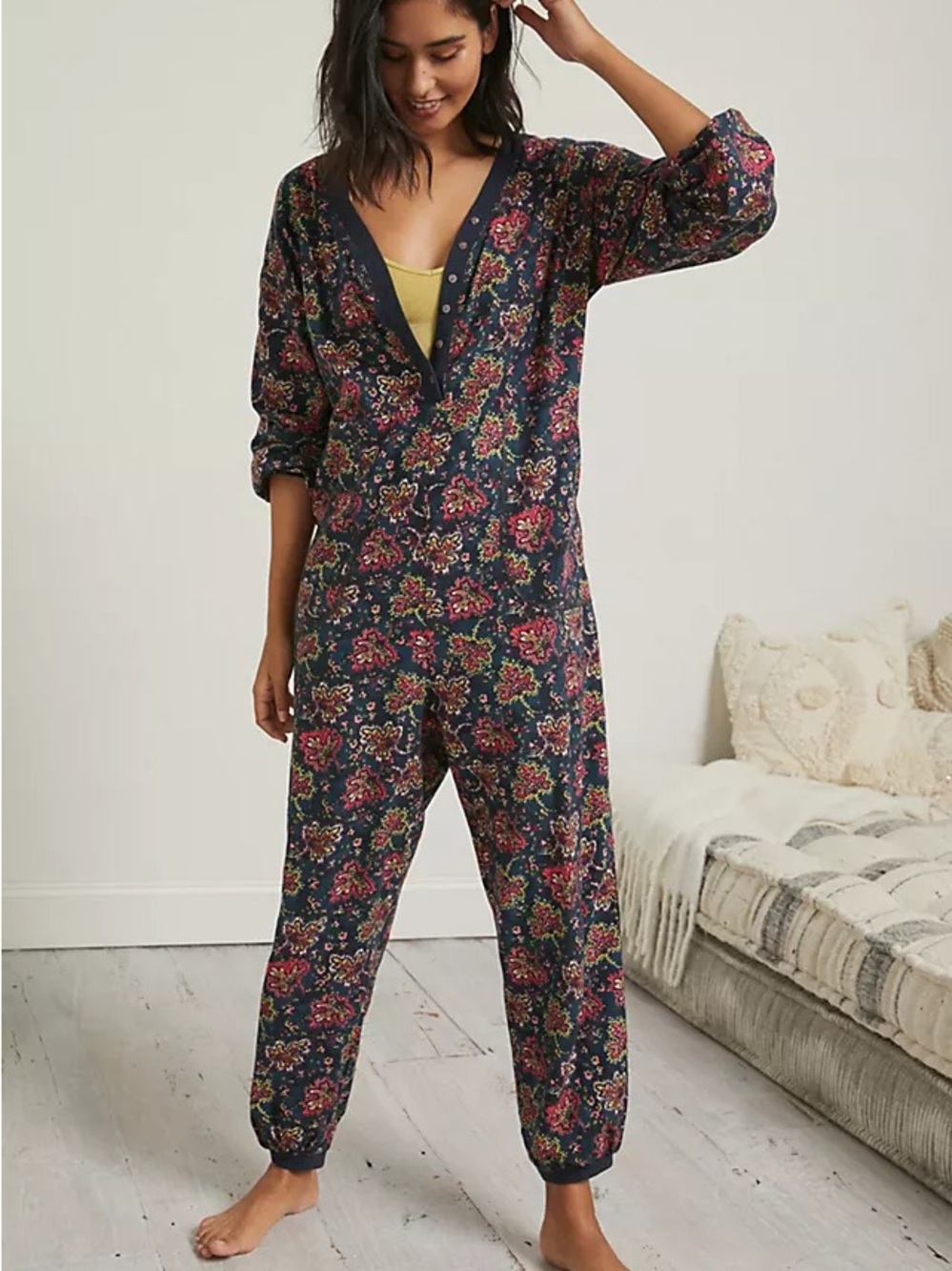 🛏️ Anthropologie Fireside Flannel Sleep Jumpsuit